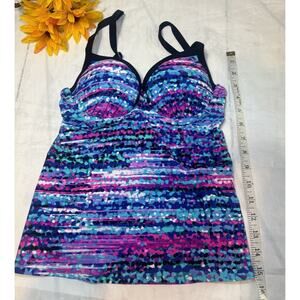 Maidenform Womens Swimwear Tankini Top Size XSmall Push Up Purple Pink (qq)